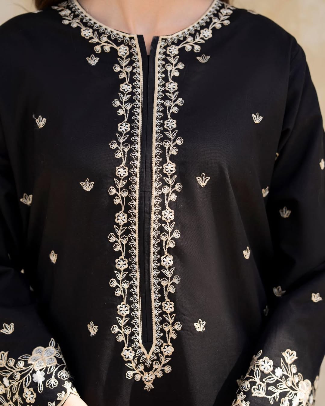 BLACK HOCK EMB LONG LENGTH STITCHED FOR GIRLS