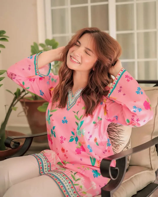 Dananeer Floral Shirt and Trouser 2 pieces stitched for girls