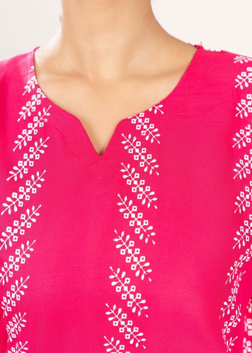 Block print 2 pieces stitched for girls