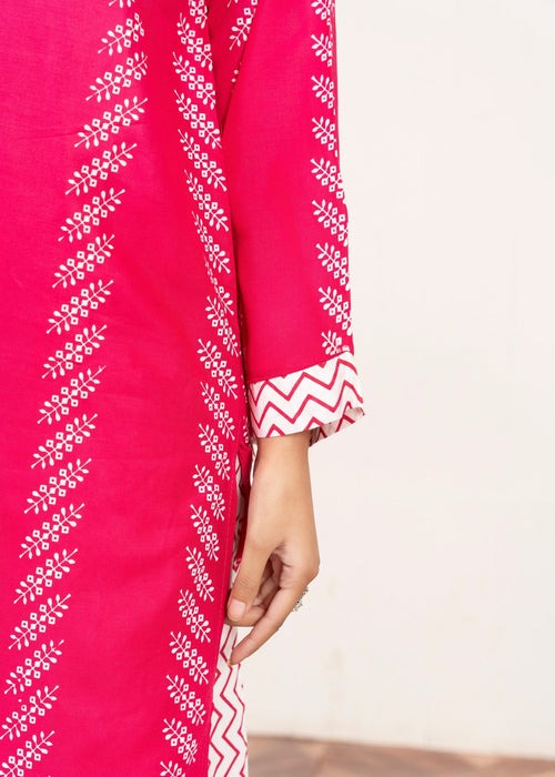 Block print 2 pieces stitched for girls