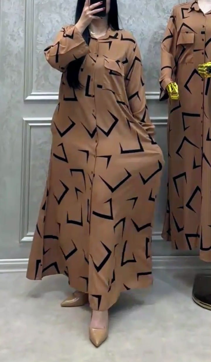 BROWNISH LONG SHIRT STITCHED FOR GIRLS