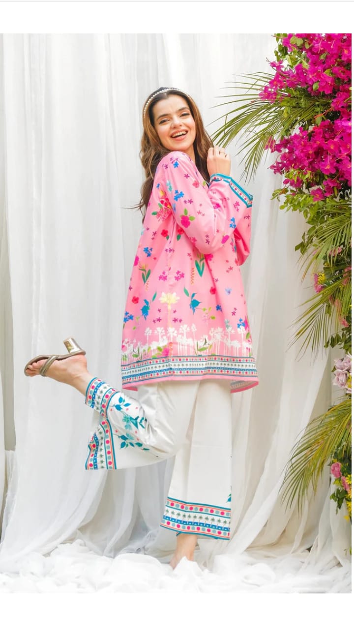 Dananeer Floral Shirt and Trouser 2 pieces stitched for girls