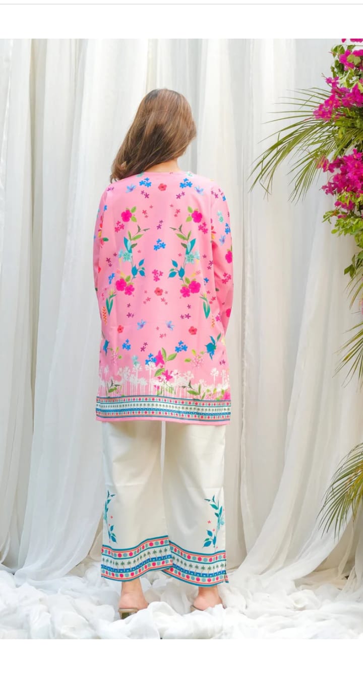 Dananeer Floral Shirt and Trouser 2 pieces stitched for girls