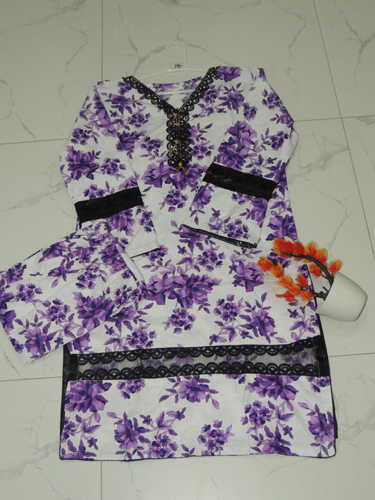 ELEGANT LACE 2 PIECE STITCHED SUITE