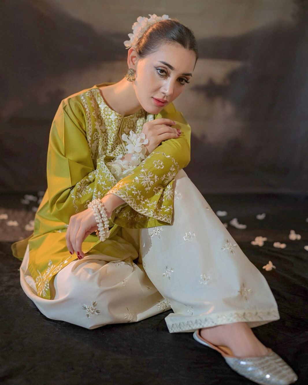 MUSTARD EMB CO-ORD SET STITCHED FOR GIRLS