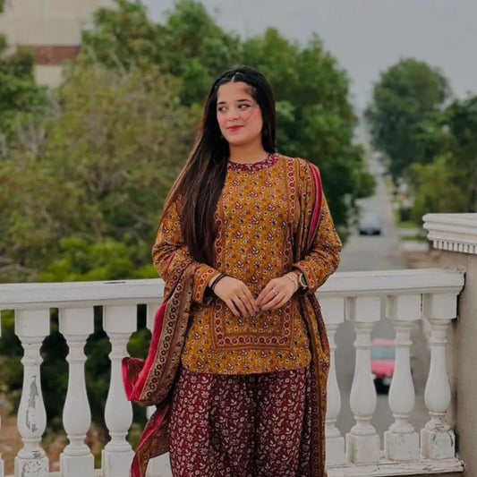 HAPPY (FARSHI SHALWAR) 3pc STITCHED FOR GIRLS