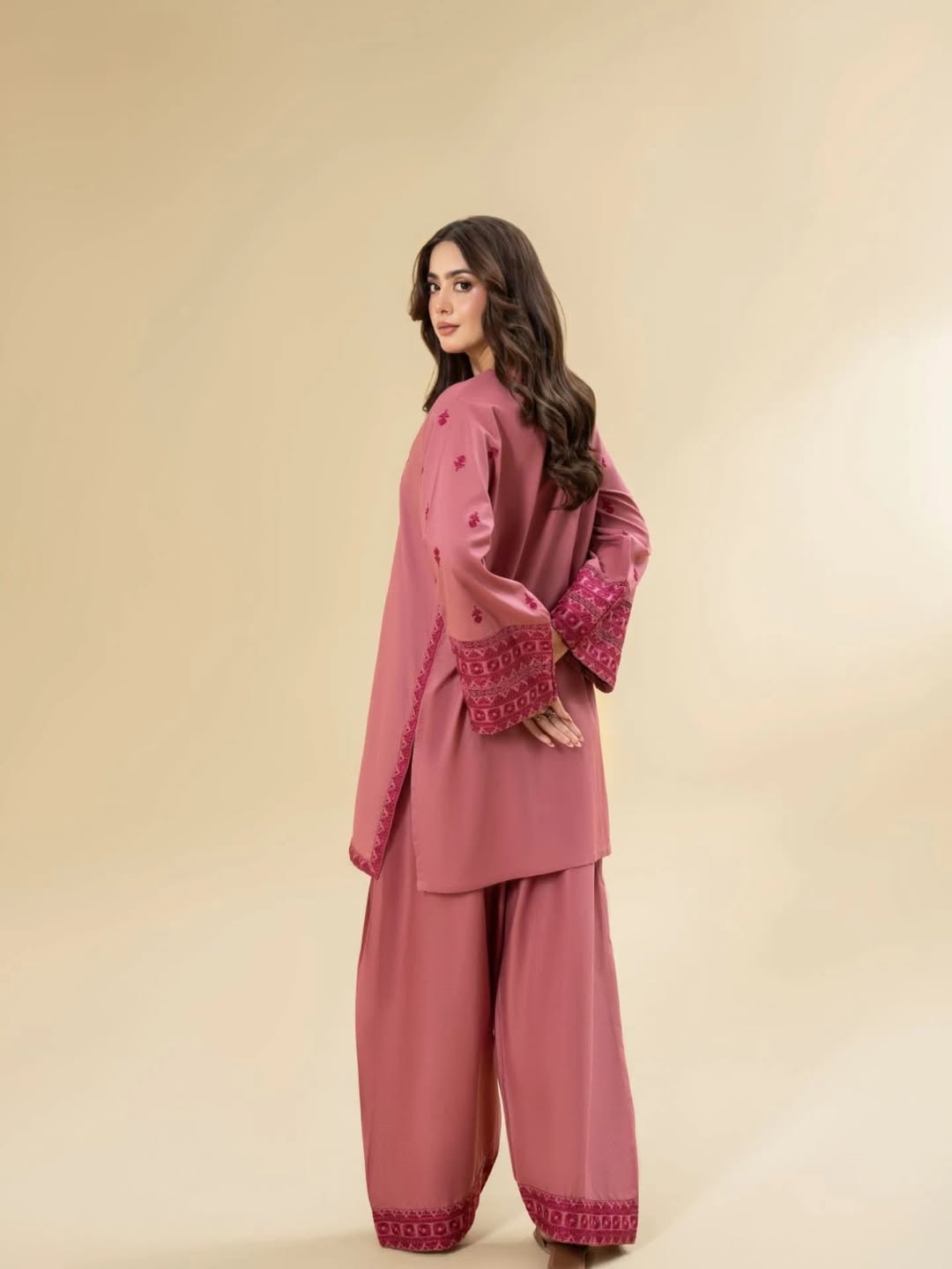 RUBY PINK EMB CO-ORD SET STITCHED FOR GIRLS
