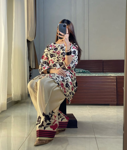 PETAL BLUSH CO-ORD SET STITCHED FOR GIRLS